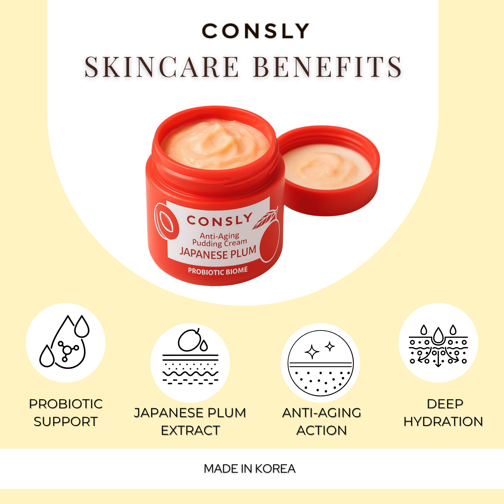 CONSLY Japanese Plum Anti-Aging Pudding Cream | 50 ml / 1.69 fl oz