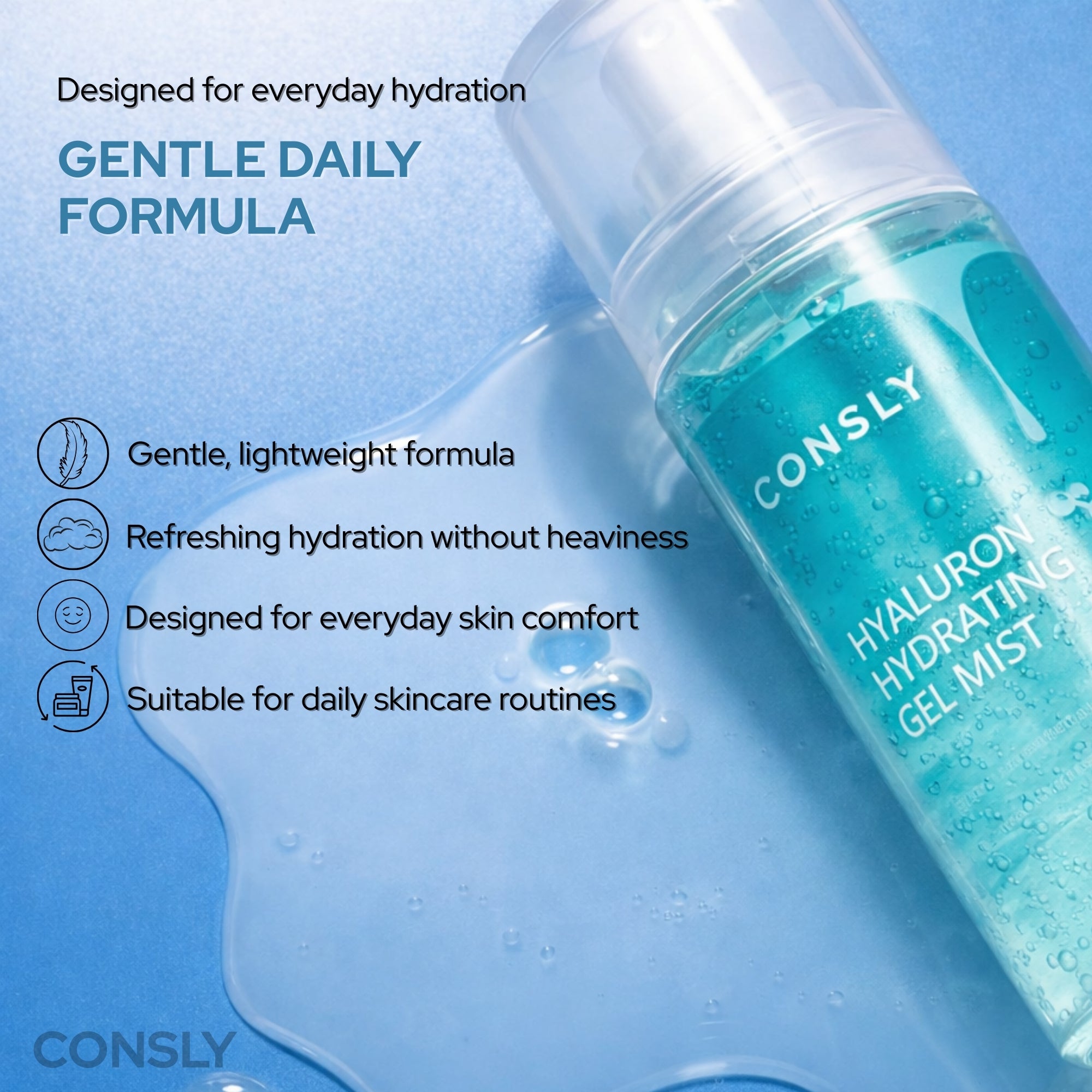 CONSLY Hyaluronic Acid Hydrating Gel Mist | 120 ml / 4.06 fl oz
