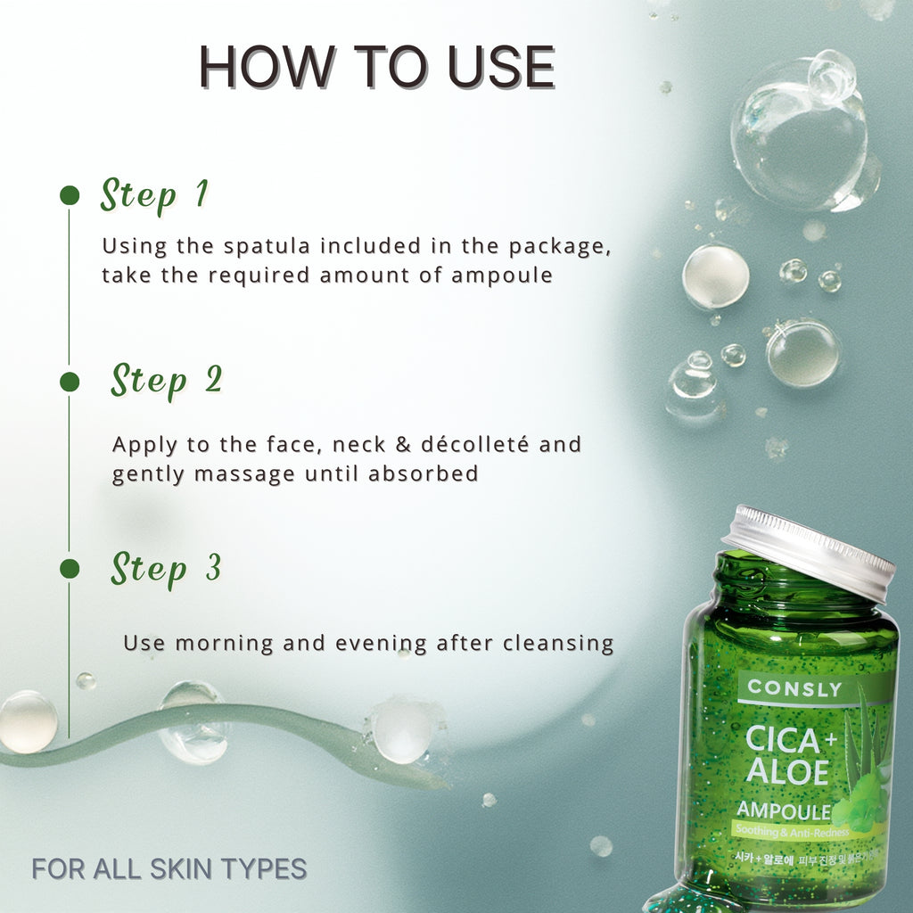 CONSLY Cica + Aloe All-In-One Ampoule | 8.45 fl oz