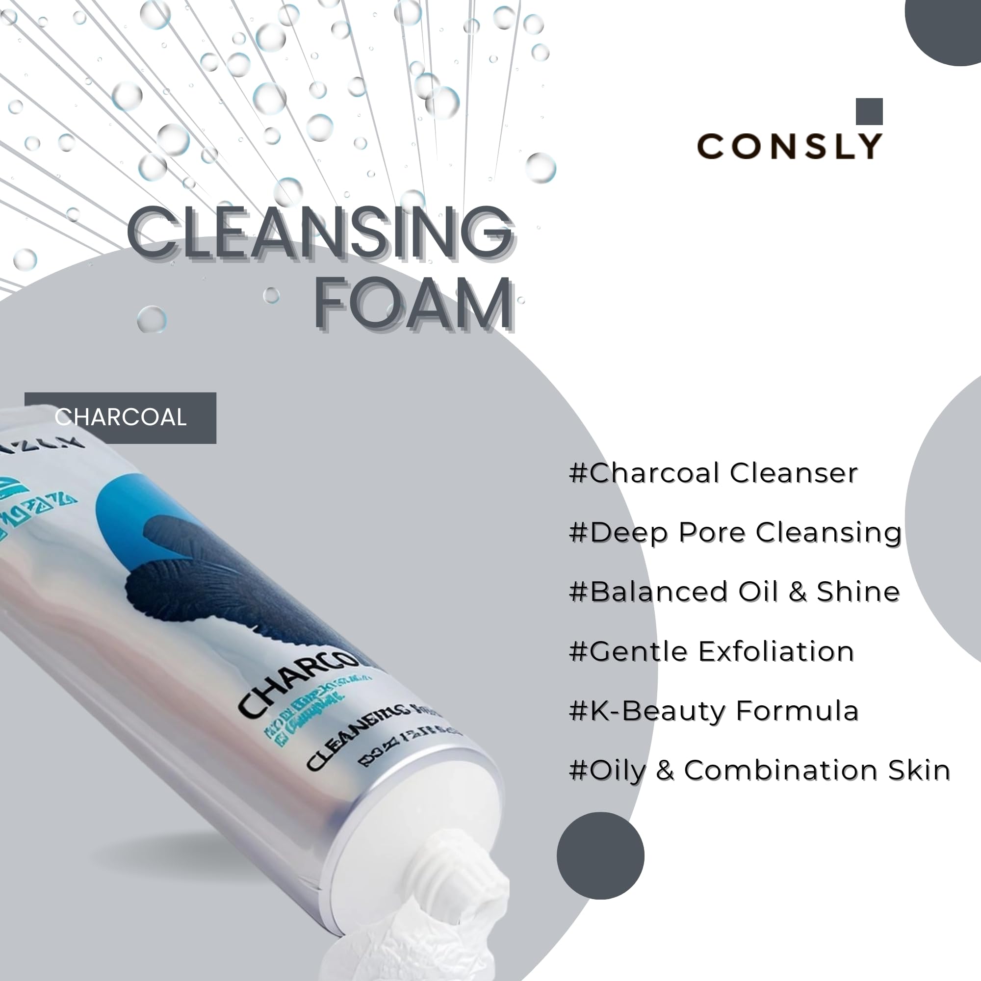 CONSLY Charcoal Pore-Cleansing Foam | 100 ml / 3.38 fl oz