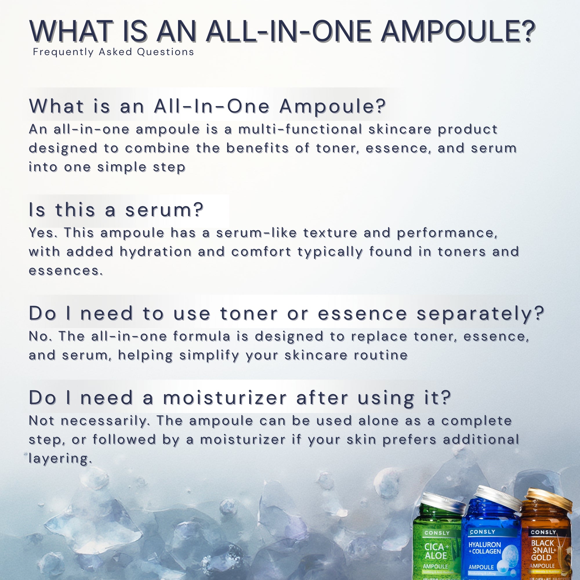 CONSLY Hyaluron + Collagen All-In-One Ampoule | 8.45 fl oz
