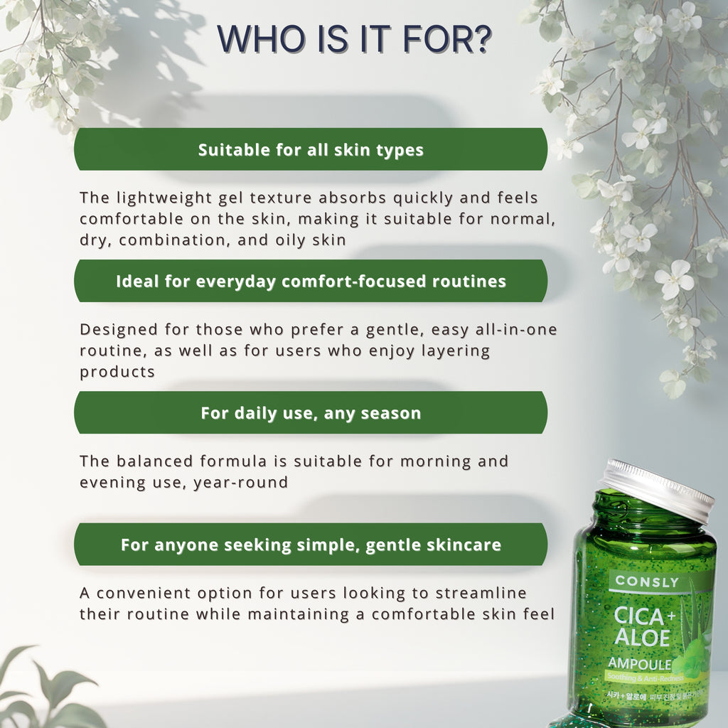 CONSLY Cica + Aloe All-In-One Ampoule | 8.45 fl oz