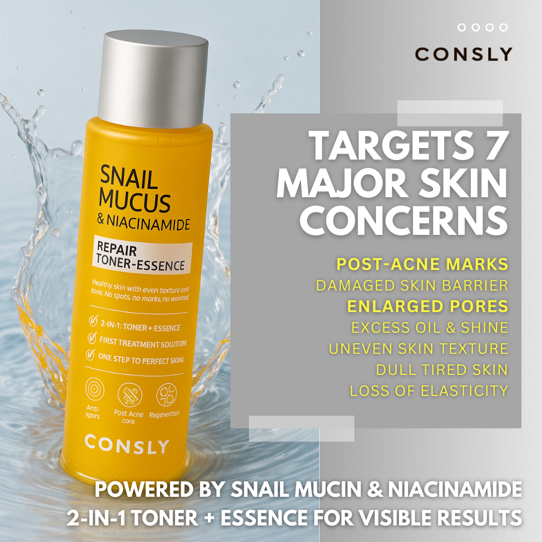 CONSLY Post Acne Toner Essence - Snail Mucin & Niacinamide | 6,76 fl.oz