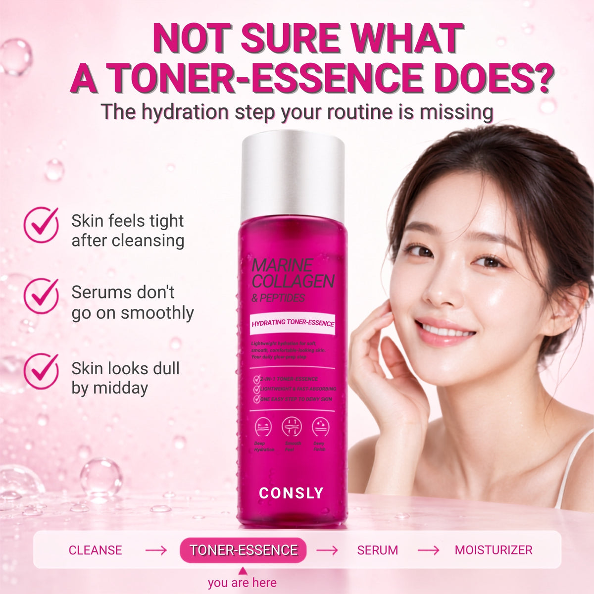 CONSLY Marine Collagen & Peptides Toner Essence | 200 ml / 6.76 fl oz