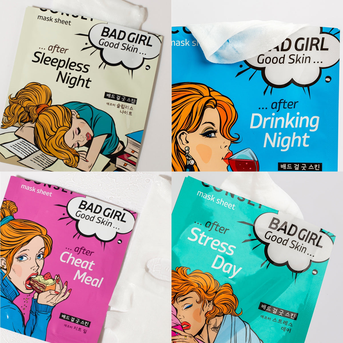 CONSLY BAD GIRL Korean Sheet Mask Set | 4 Types | 25 ml Each