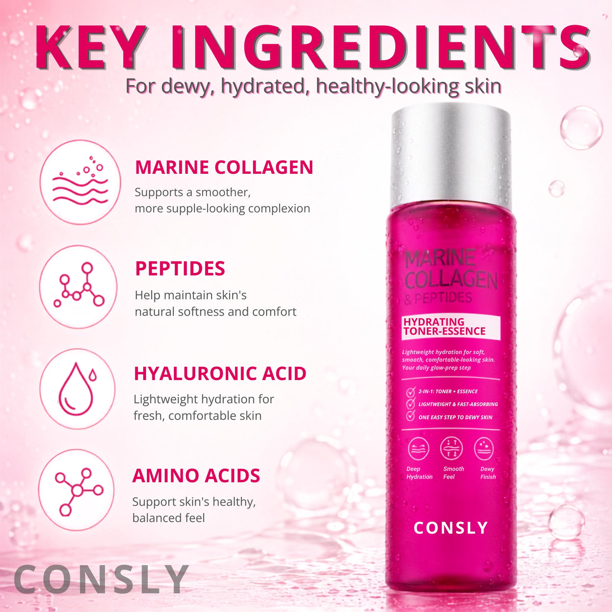 CONSLY Marine Collagen & Peptides Toner Essence | 200 ml / 6.76 fl oz