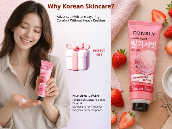 CONSLY Dessert Time Strawberry Sorbet Hand Cream | 100 ml / 3.38 fl oz