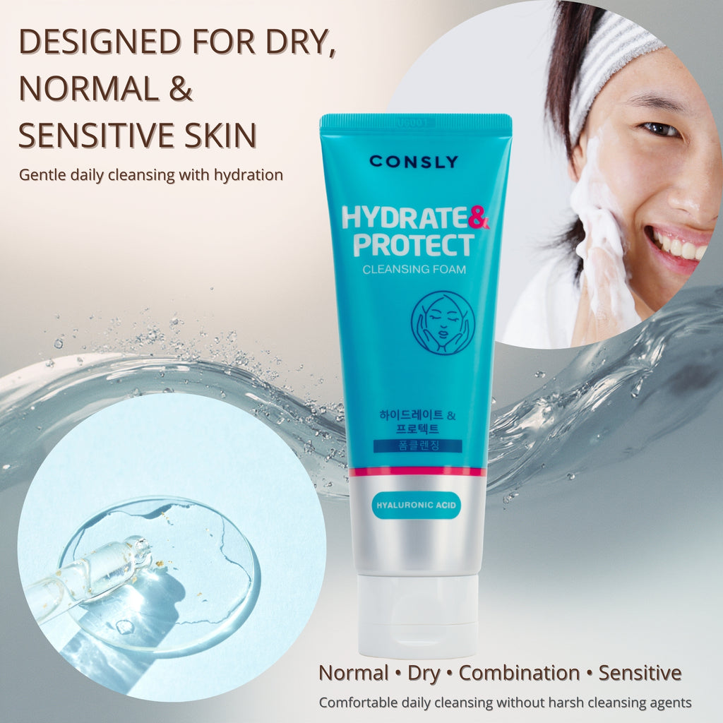 CONSLY Hydrate & Protect Hyaluronic Acid Cleansing Foam | 120 ml / 4.06 fl oz