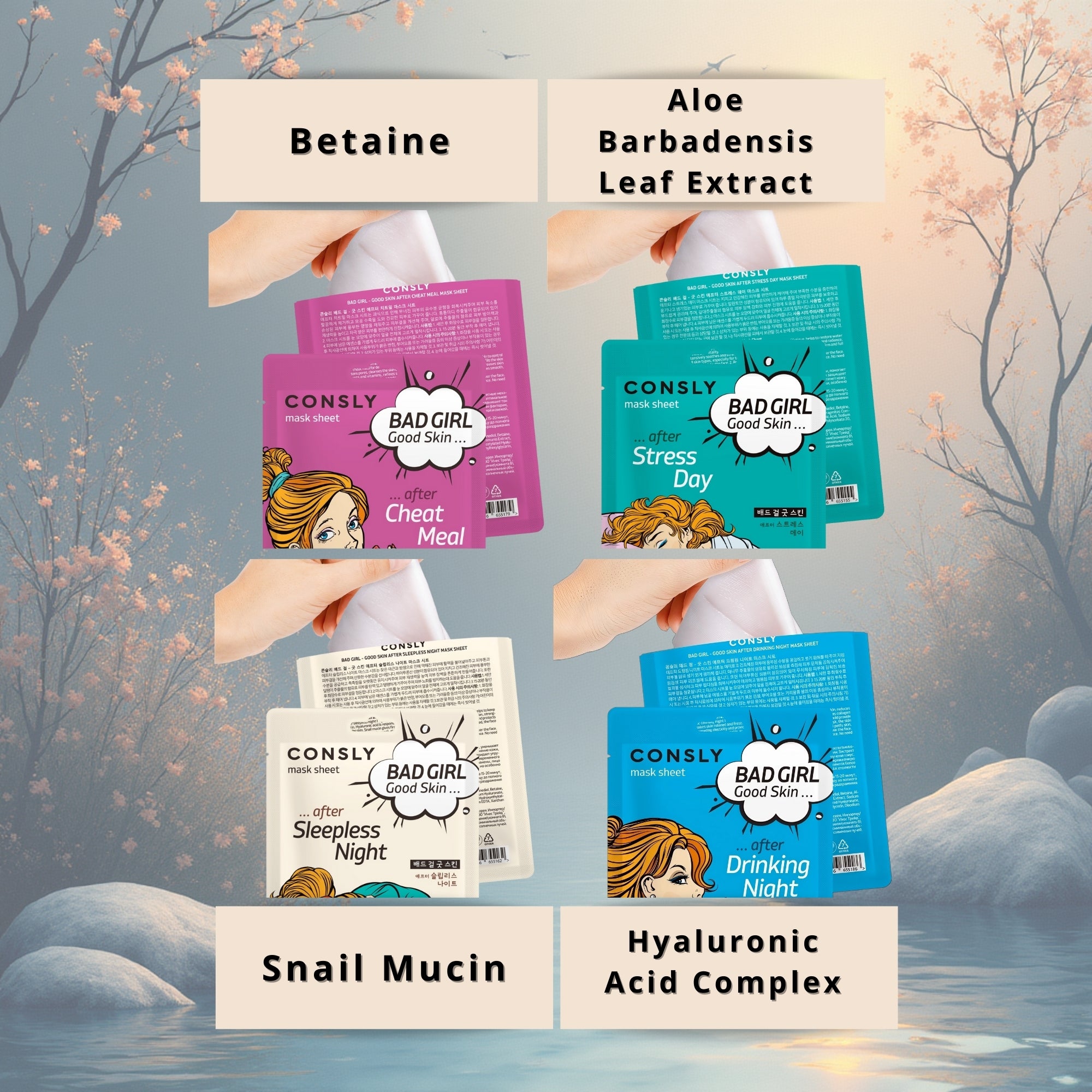 CONSLY BAD GIRL Korean Sheet Mask Set | 4 Types | 25 ml Each