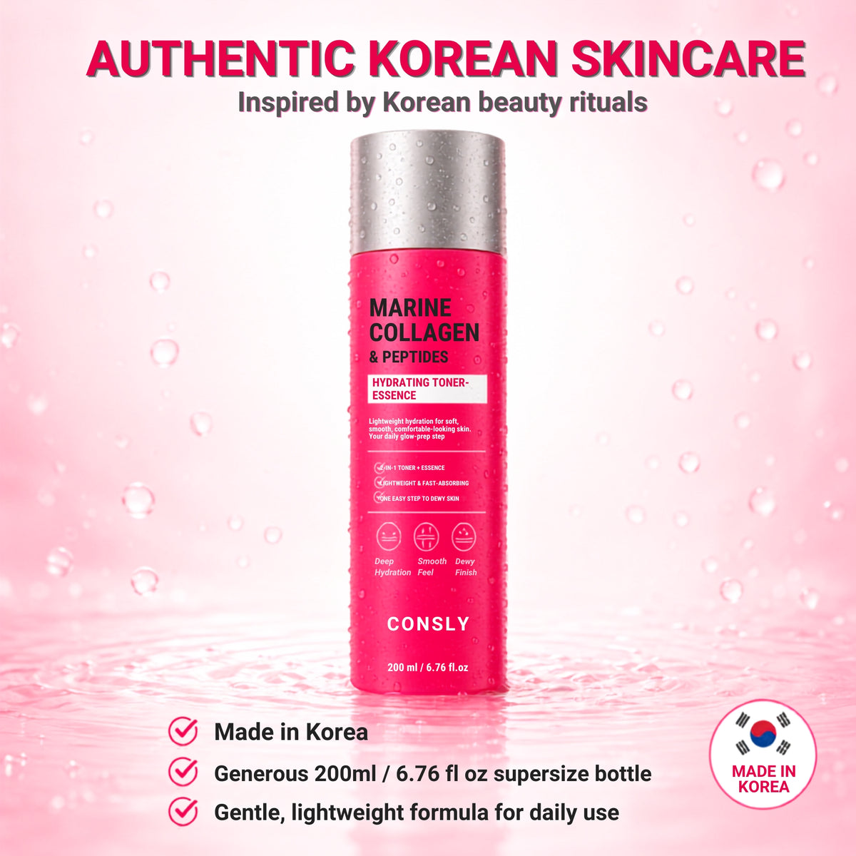 CONSLY Marine Collagen & Peptides Toner Essence | 200 ml / 6.76 fl oz