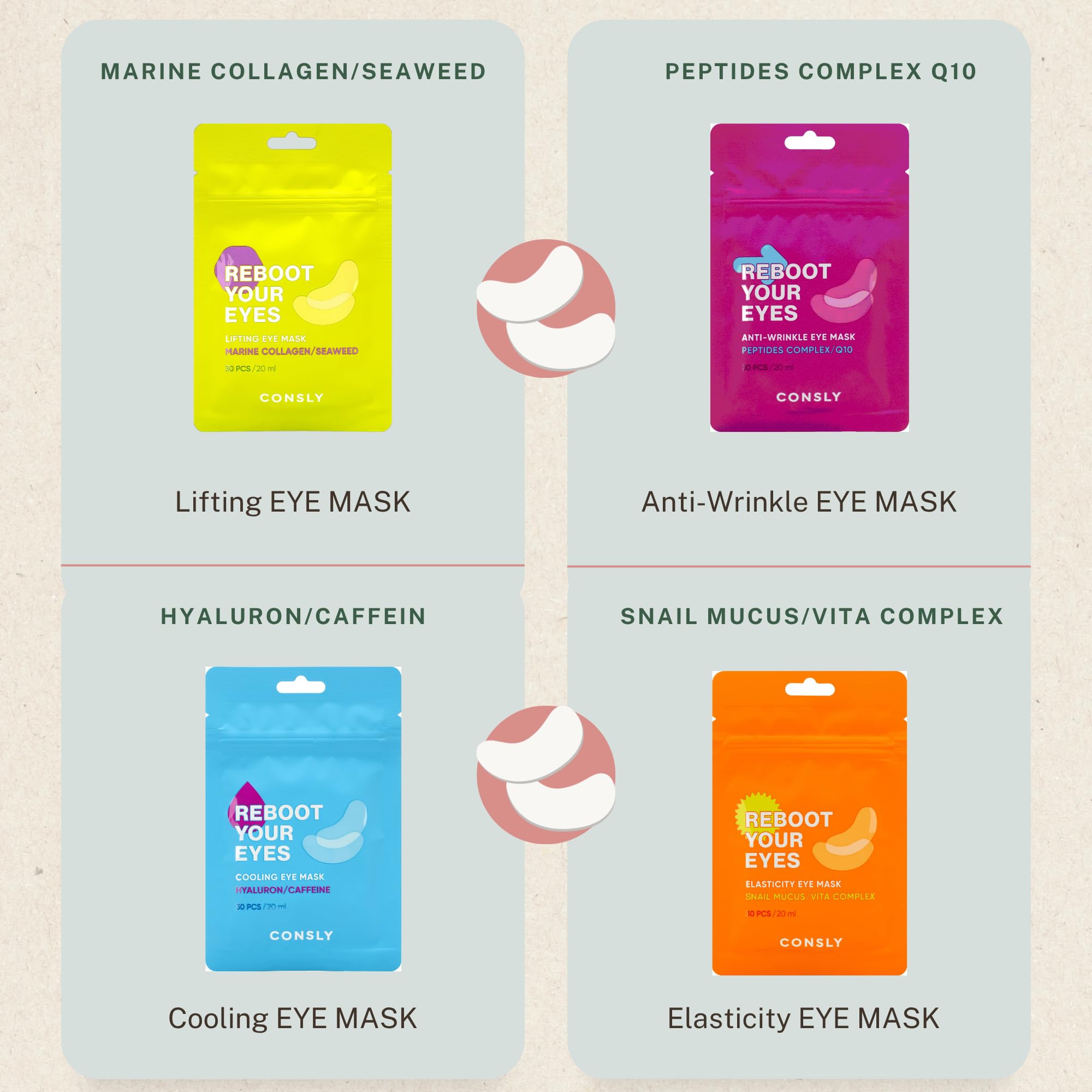 CONSLY Reboot Your Eyes Collagen Eye Patches | 150 pcs / 20 ml / 0.67 fl oz