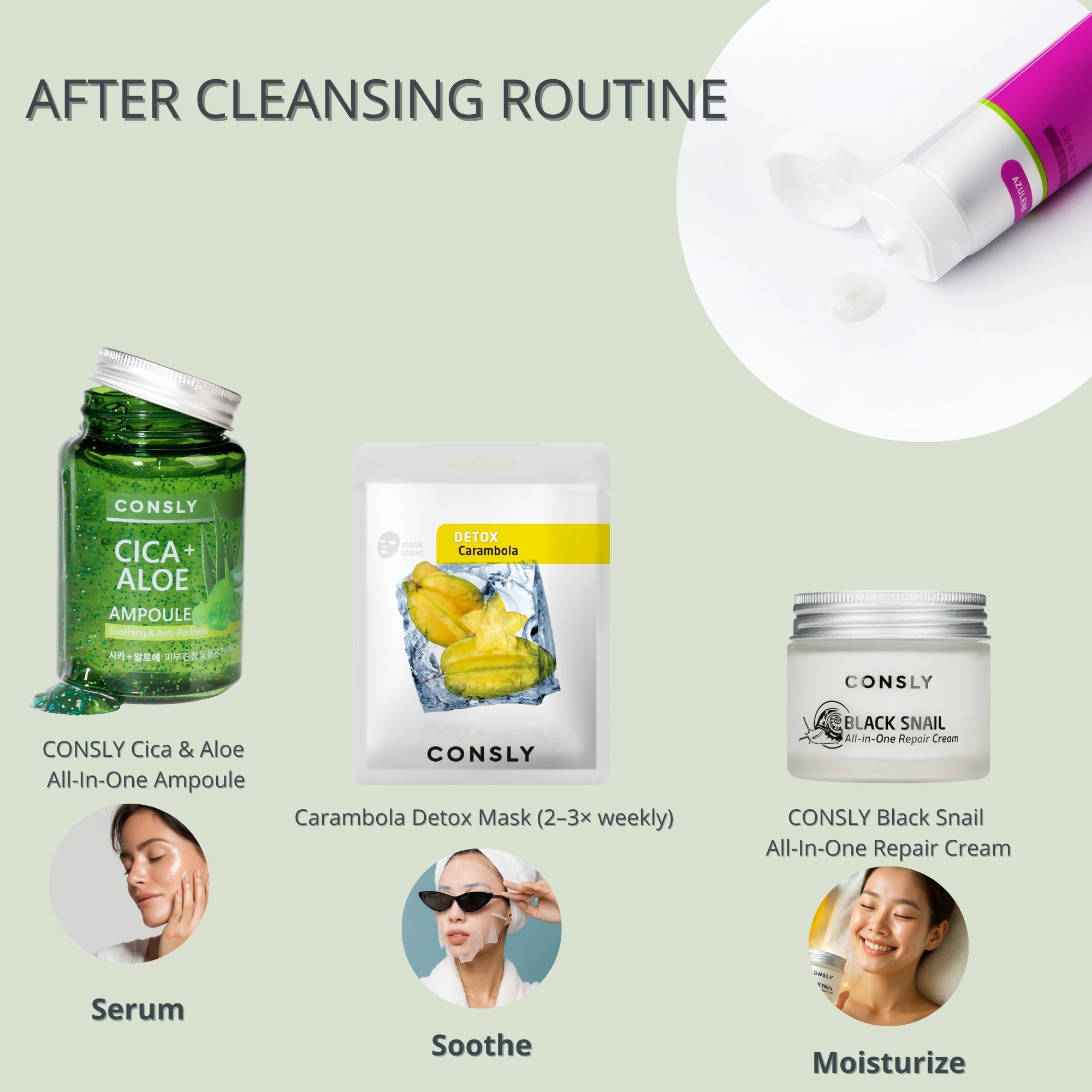 CONSLY Calm & Soften Cleansing Foam with Azulene| 120 ml / 4.06 fl oz