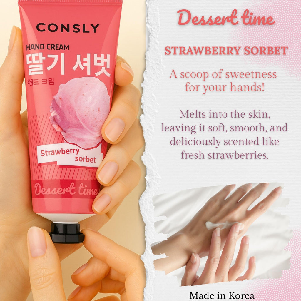 CONSLY Dessert Time Strawberry Sorbet Hand Cream | 100 ml / 3.38 fl oz