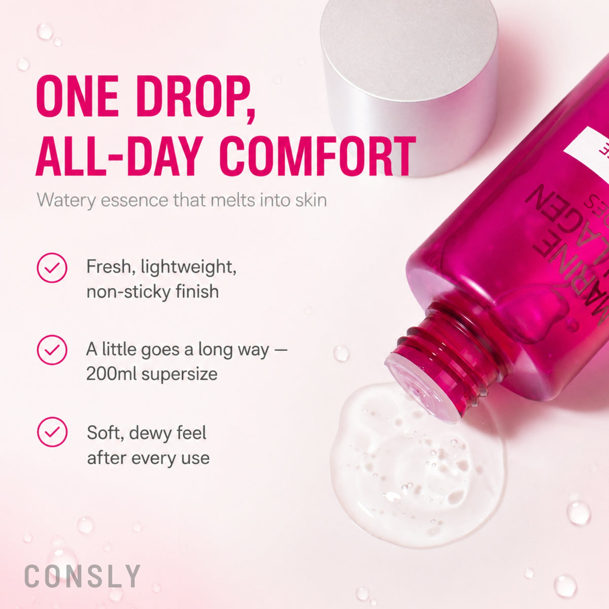 CONSLY Marine Collagen & Peptides Toner Essence | 200 ml / 6.76 fl oz