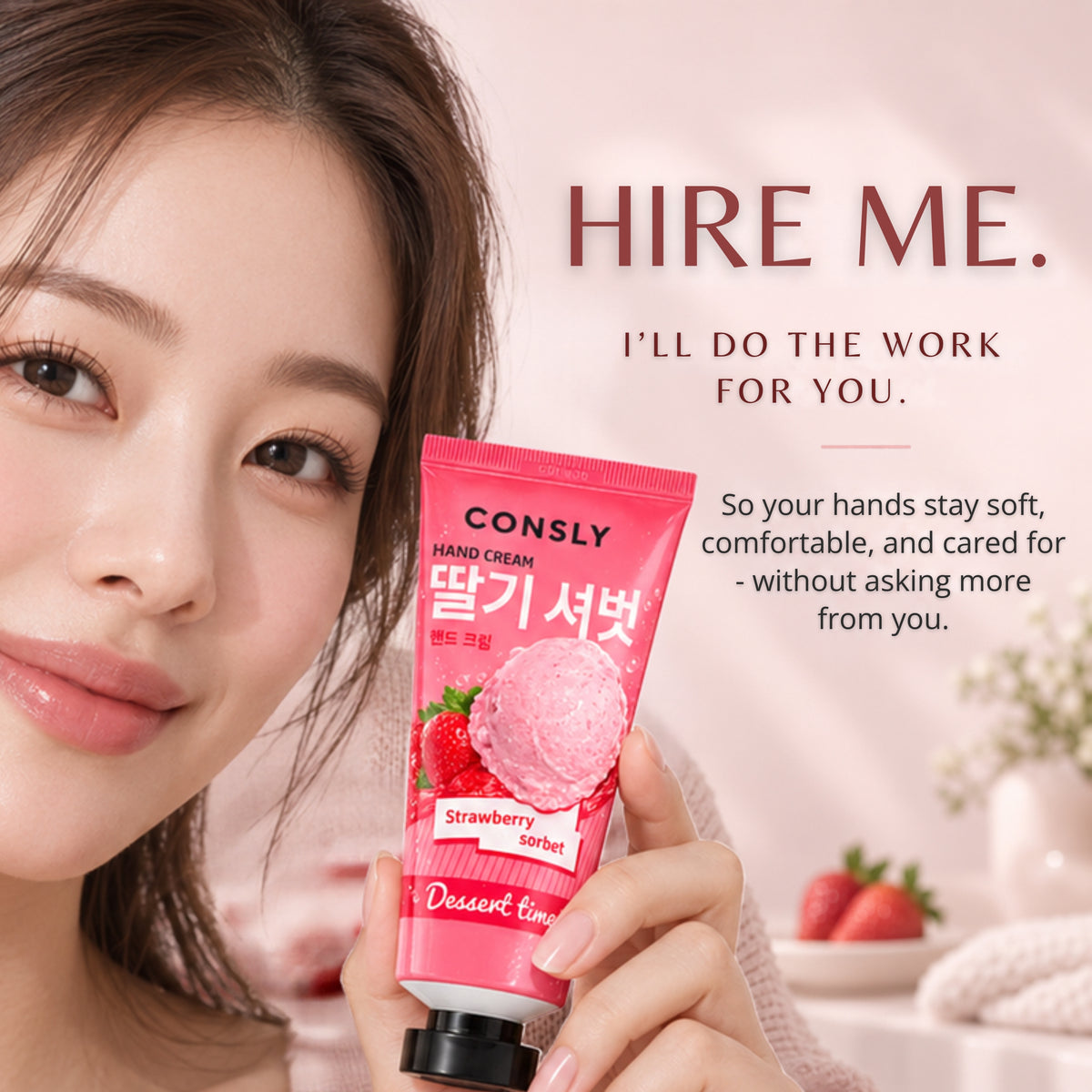 CONSLY Dessert Time Strawberry Sorbet Hand Cream | 100 ml / 3.38 fl oz