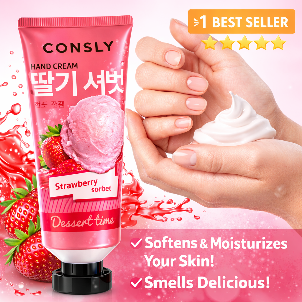 CONSLY Dessert Time Strawberry Sorbet Hand Cream | 100 ml / 3.38 fl oz