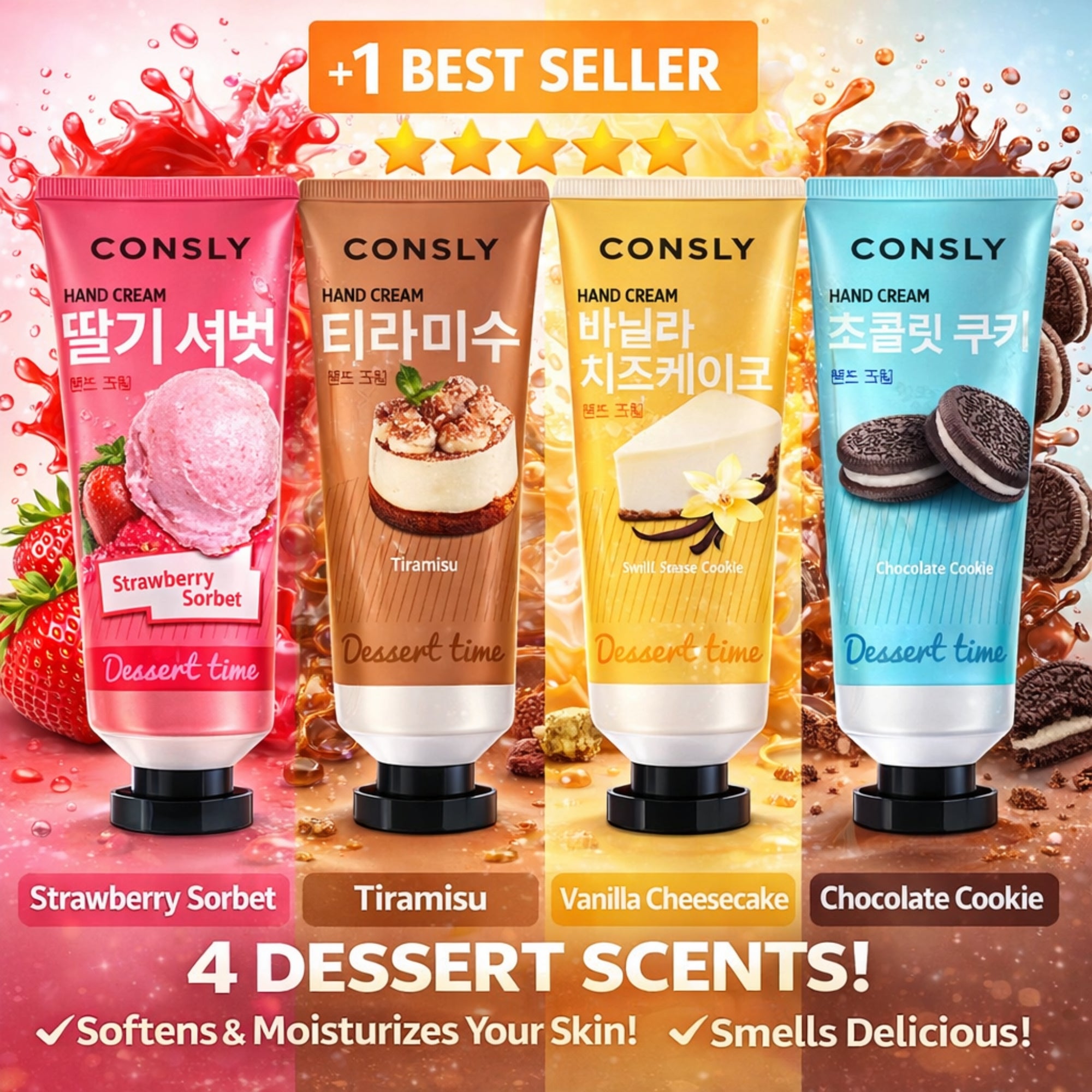 CONSLY Dessert Time Strawberry Sorbet Hand Cream | 100 ml / 3.38 fl oz