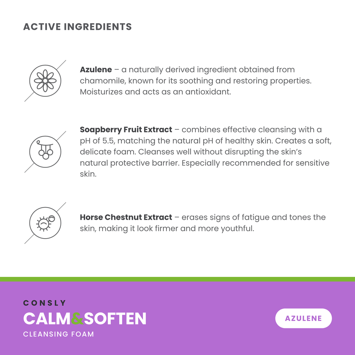 CONSLY Calm & Soften Cleansing Foam with Azulene| 120 ml / 4.06 fl oz