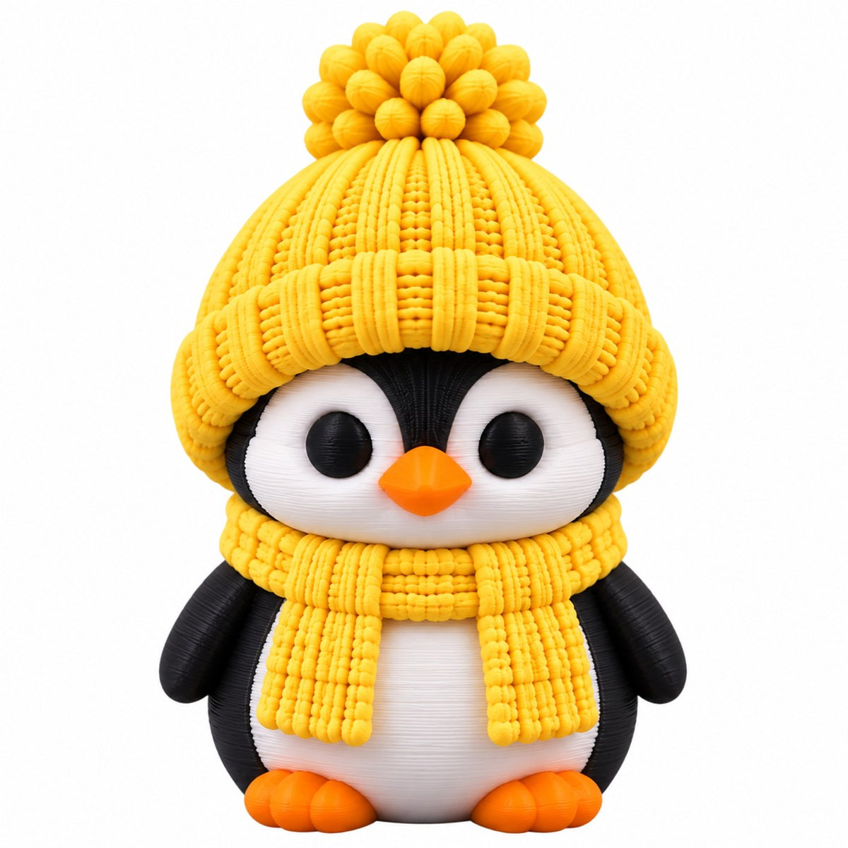 Cozy Scarf Penguin coffee lid topper — yellow hat