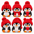 Sample pack of all 6 Cup Crown penguins — red hats