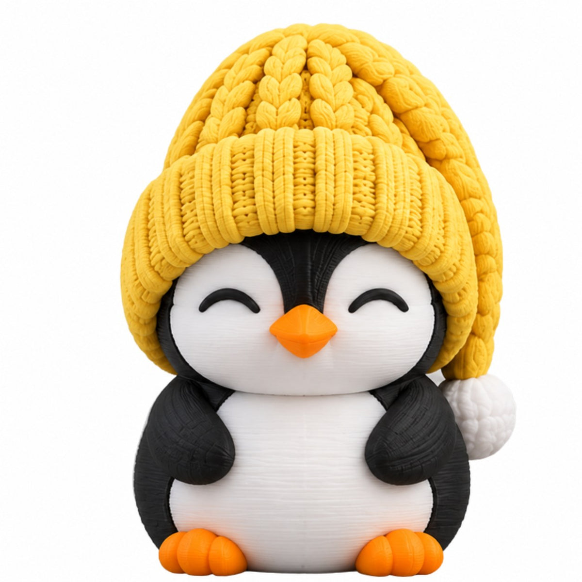 Sleepy Penguin coffee lid topper — yellow hat