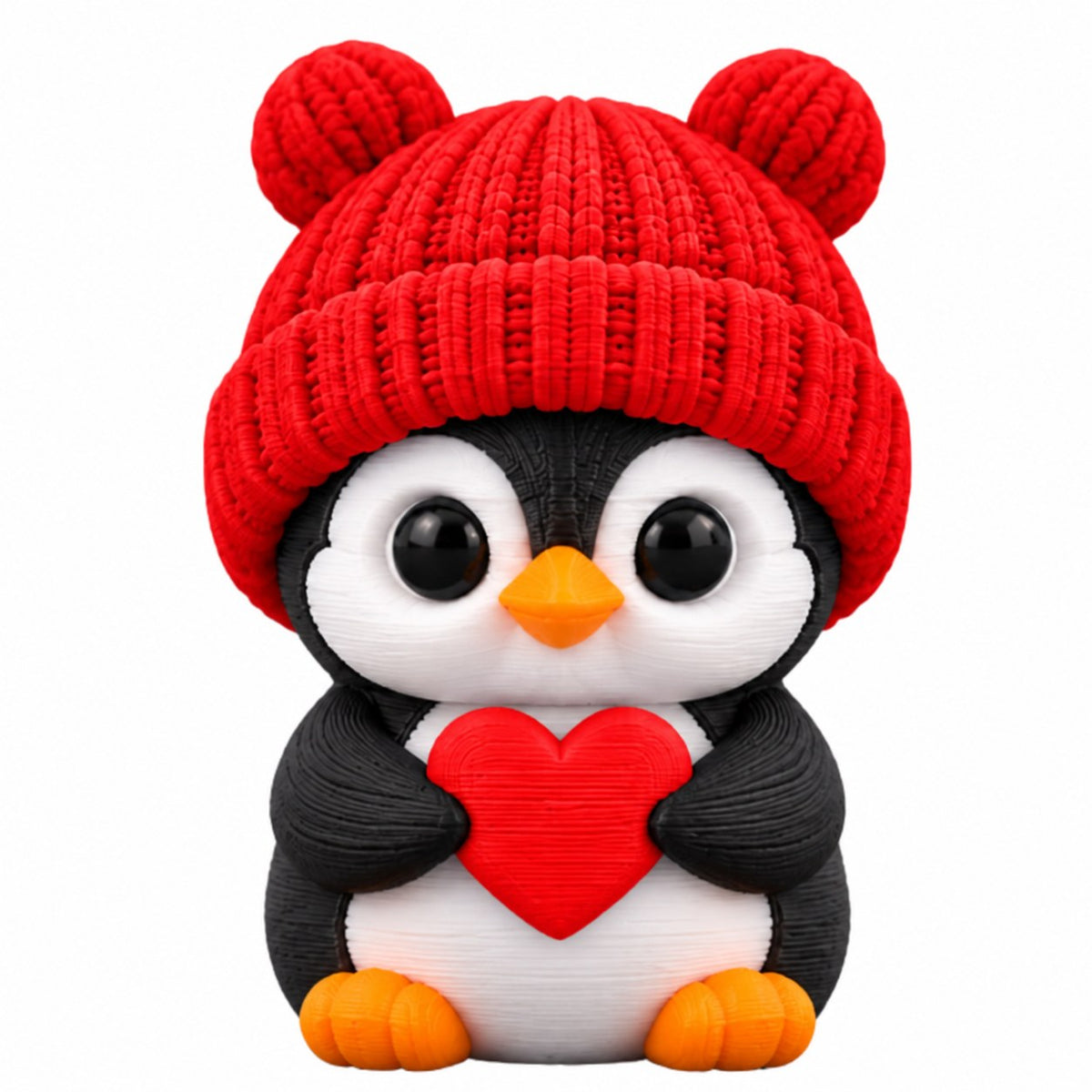 Sweetheart Penguin coffee lid topper — red hat
