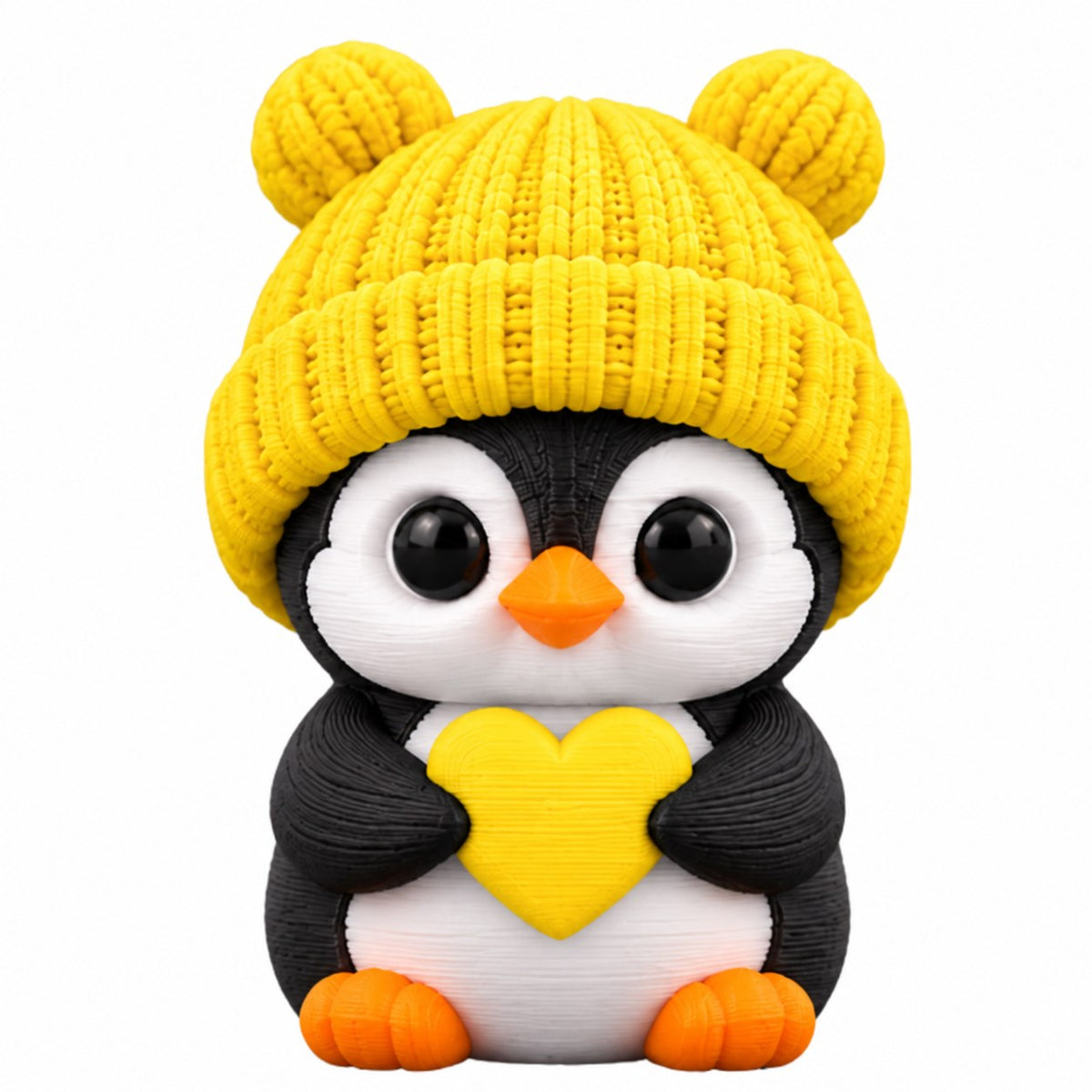 Sweetheart Penguin coffee lid topper — yellow hat