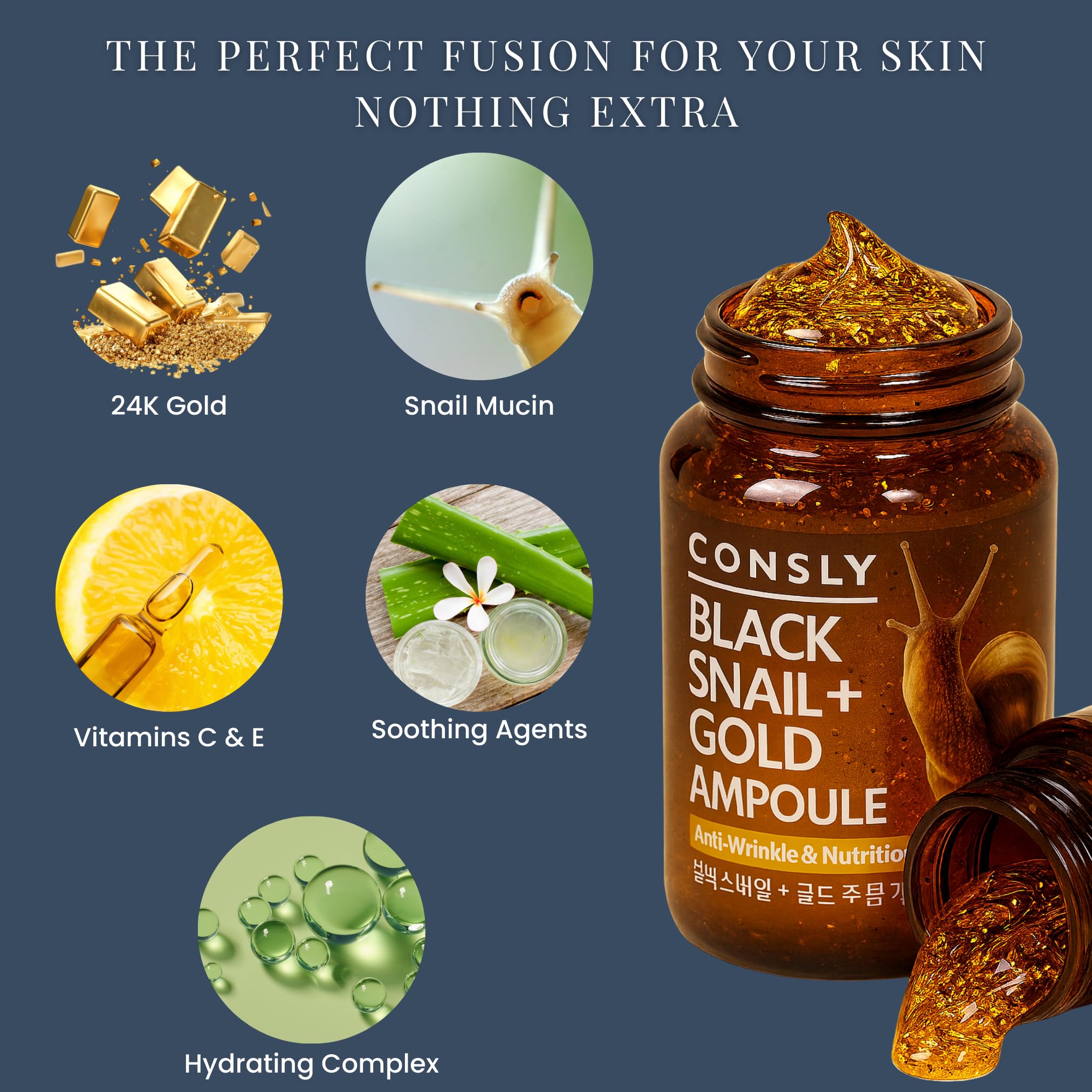 CONSLY Black Snail + Gold All-In-One Ampoule | 8.45 fl oz